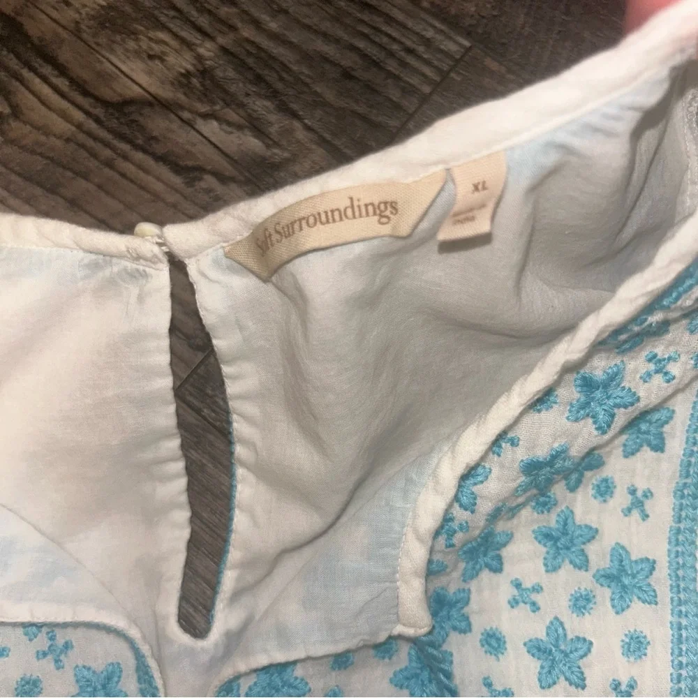 Soft Surroundings Juniper Boho White and Blue Embroidered Dress Women’s XL - Picture 2 of 7